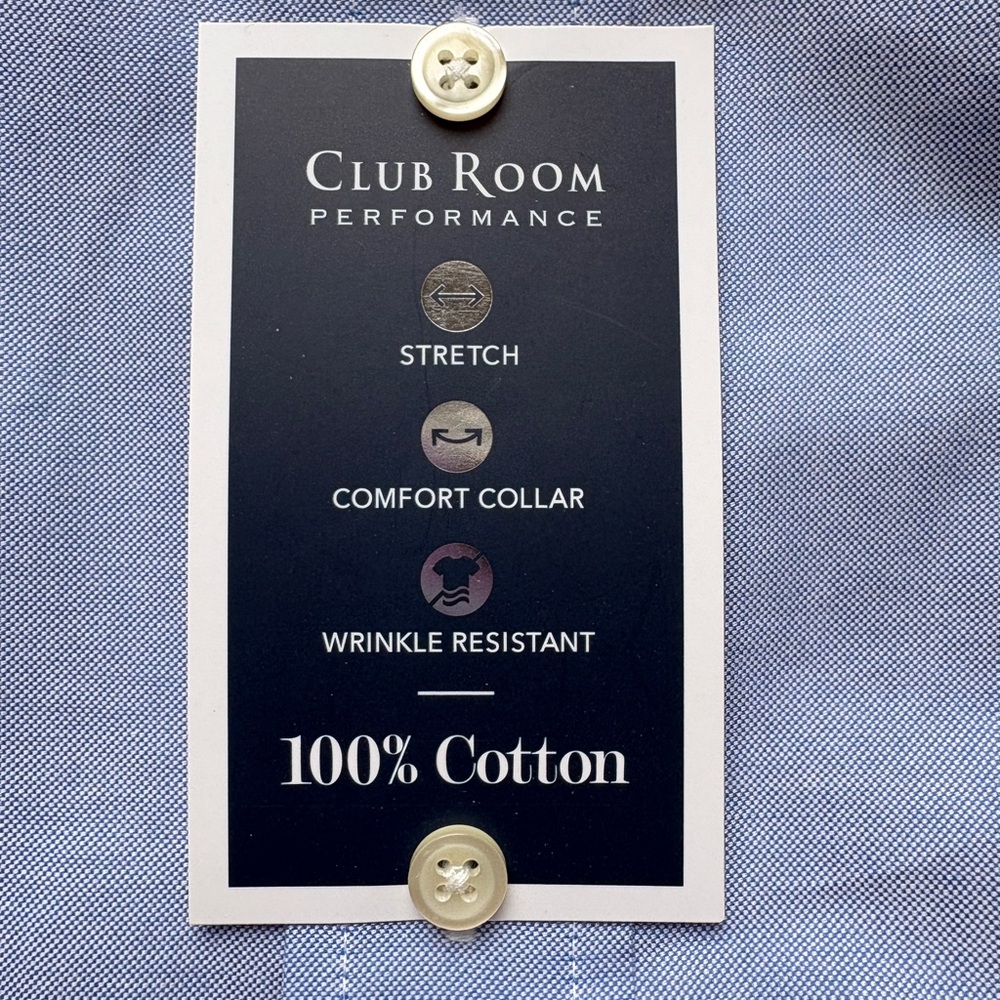 Club Room Light Blue Button-Down Performance Dress Shirt - Picture 4 of 6